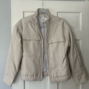 Ivory Padded Bomber Jacket